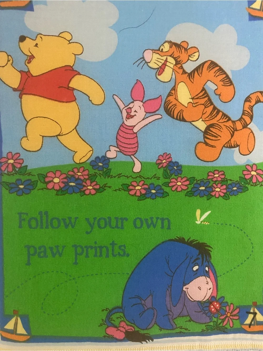 Winnie the Pooh Wondering The Day Away Fabric Soft Baby Cotton Book 9”x 7”